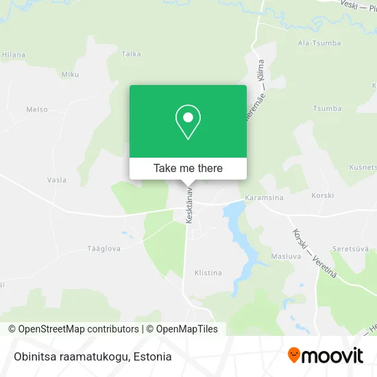Карта Obinitsa raamatukogu