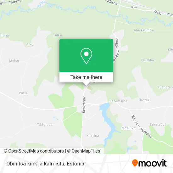 Карта Obinitsa kirik ja kalmistu