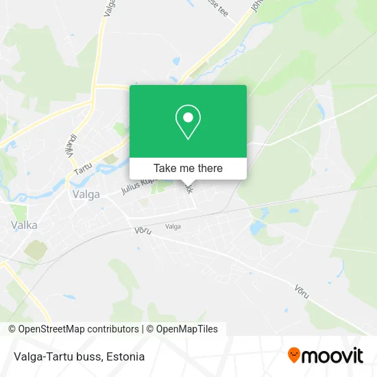 Valga-Tartu buss map