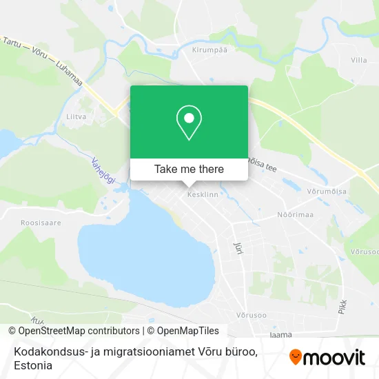 Карта Kodakondsus- ja migratsiooniamet Võru büroo