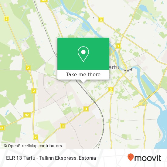 Карта ELR 13 Tartu - Tallinn Ekspress