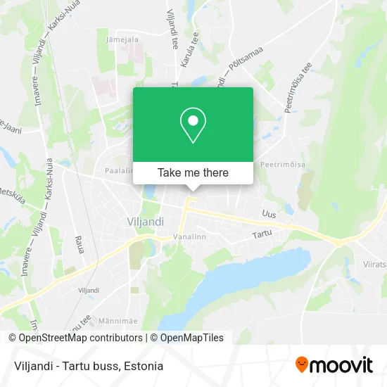 Viljandi - Tartu buss map