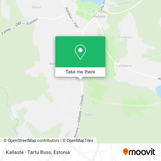 Kallaste - Tartu Buss map