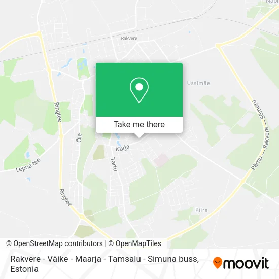Карта Rakvere - Väike - Maarja - Tamsalu - Simuna buss