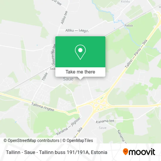 Tallinn - Saue - Tallinn buss 191 / 191A map