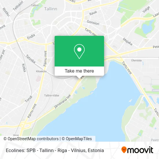 Карта Ecolines: SPB - Tallinn - Riga - Vilnius