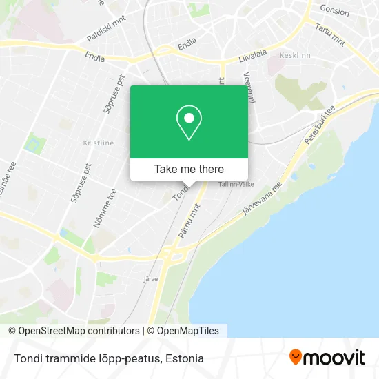 Карта Tondi trammide lõpp-peatus