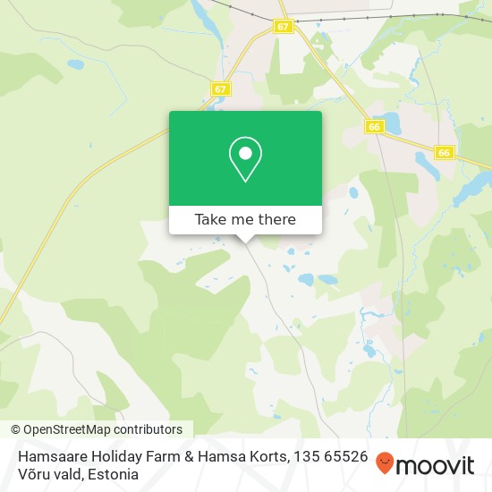 Карта Hamsaare Holiday Farm & Hamsa Korts, 135 65526 Võru vald