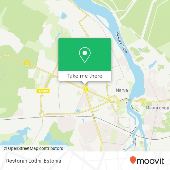 Карта Restoran Lodhi, Kangelaste prospekt 2 20605 Narva