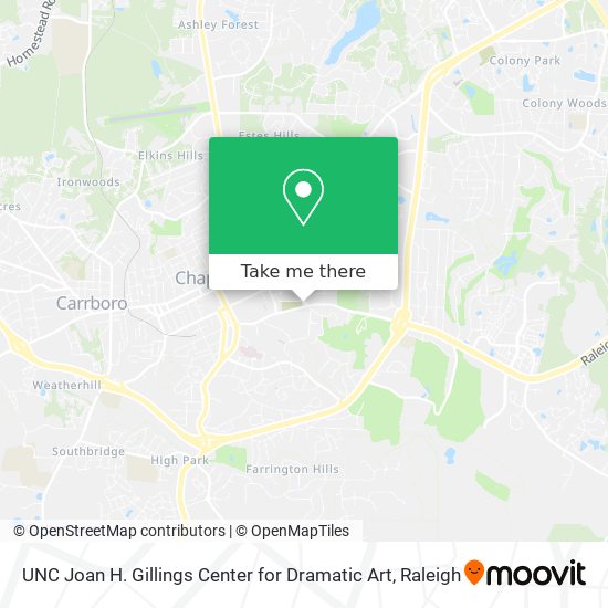Mapa de UNC Joan H. Gillings Center for Dramatic Art