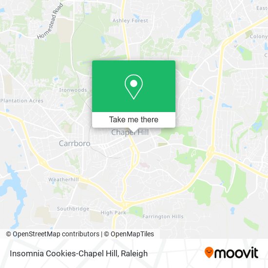 Mapa de Insomnia Cookies-Chapel Hill