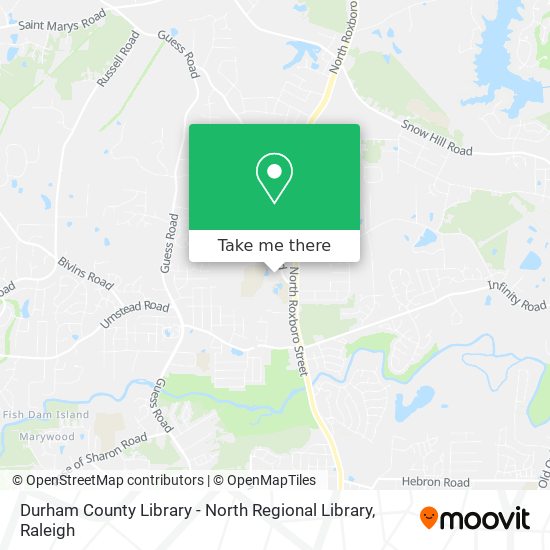 Durham County Library - North Regional Library map