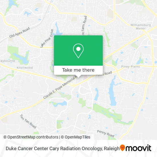 Duke Cancer Center Cary Radiation Oncology map