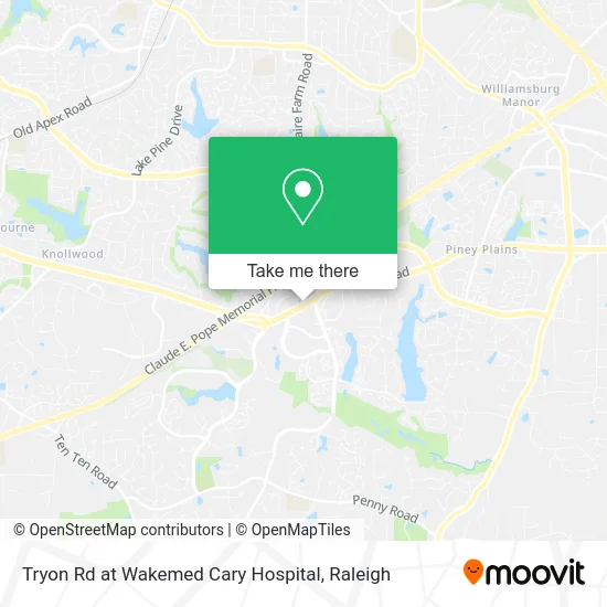 Tryon Rd at Wakemed Cary Hospital map