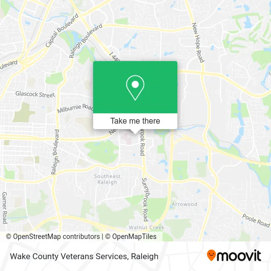 Wake County Veterans Services map