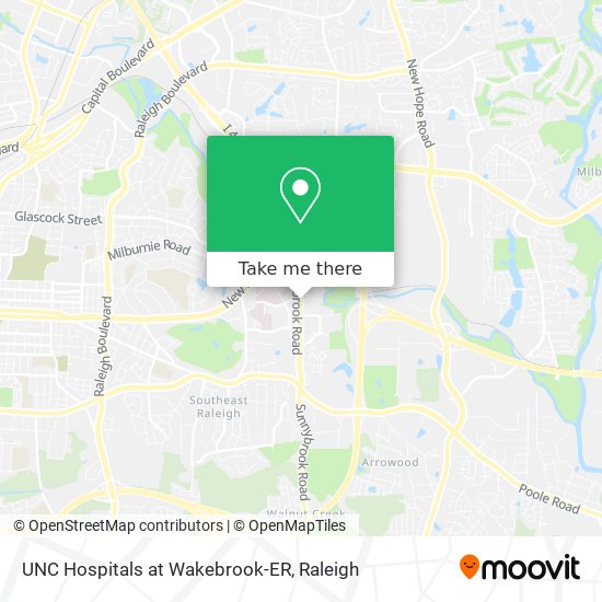 Mapa de UNC Hospitals at Wakebrook-ER