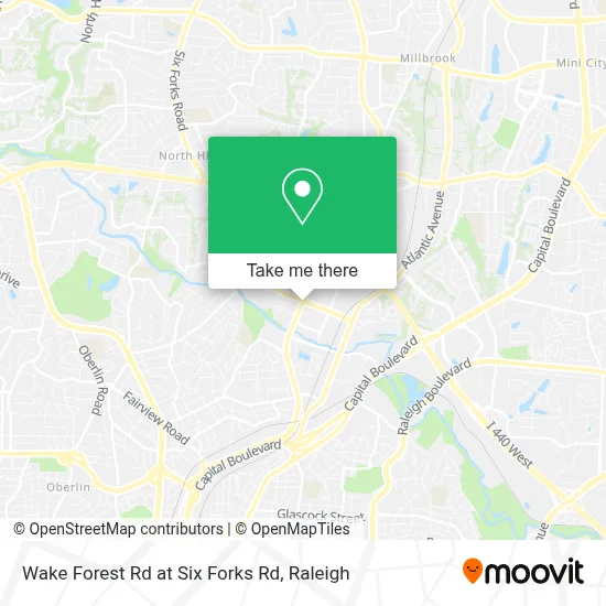 Wake Forest Rd at Six Forks Rd map