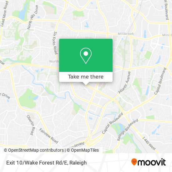 Exit 10/Wake Forest Rd/E map