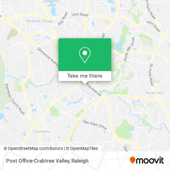 Post Office-Crabtree Valley map