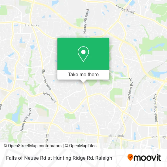 Mapa de Falls of Neuse Rd at Hunting Ridge Rd