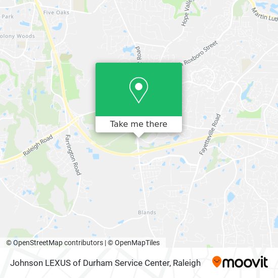 Johnson LEXUS of Durham Service Center map