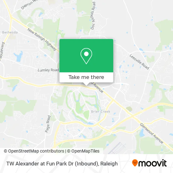 TW Alexander at Fun Park Dr (Inbound) map
