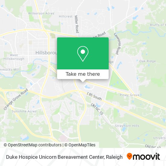 Mapa de Duke Hospice Unicorn Bereavement Center