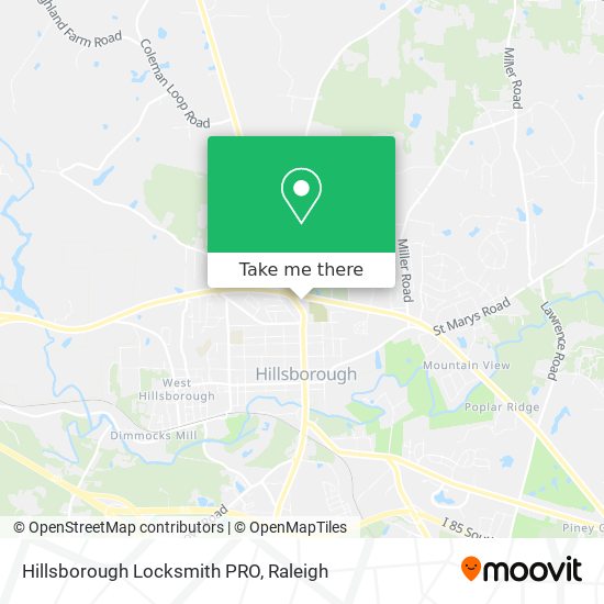Mapa de Hillsborough Locksmith PRO