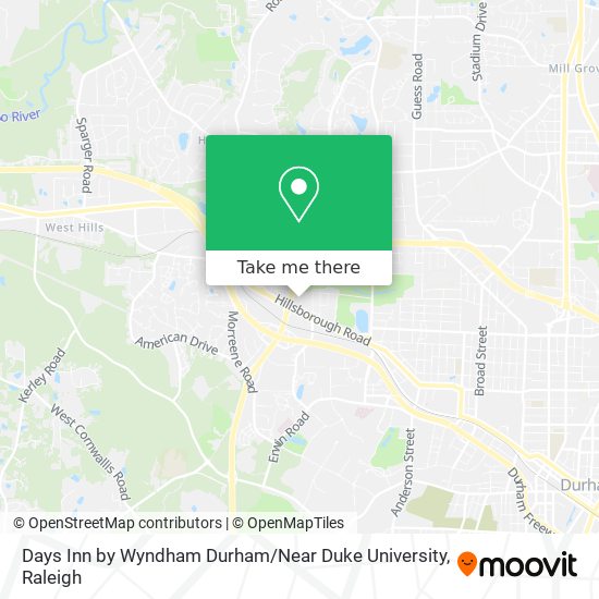 Mapa de Days Inn by Wyndham Durham / Near Duke University