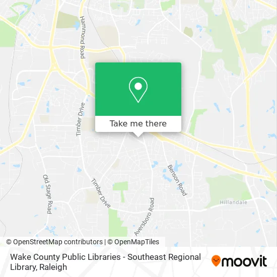 Wake County Public Libraries - Southeast Regional Library map