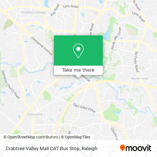 Crabtree Valley Mall CAT Bus Stop map
