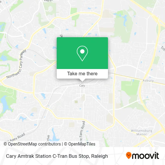 Cary Amtrak Station C-Tran Bus Stop map