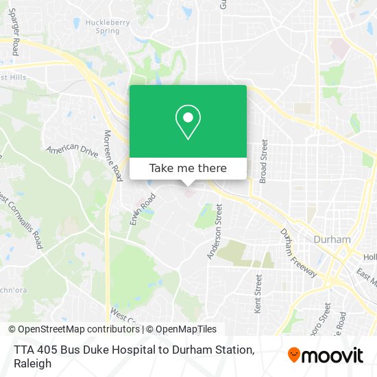 Mapa de TTA 405 Bus Duke Hospital to Durham Station