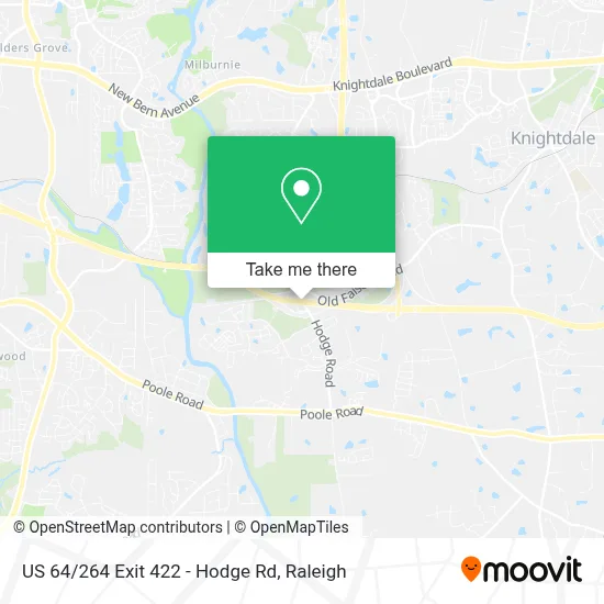 US 64/264 Exit 422 - Hodge Rd map
