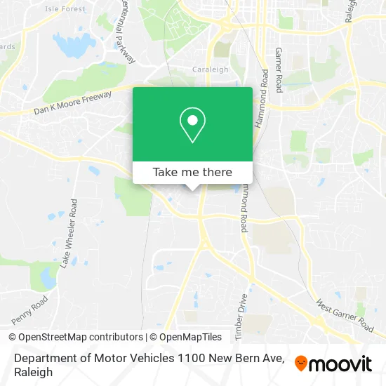 Department of Motor Vehicles 1100 New Bern Ave map