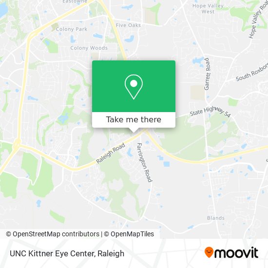 Mapa de UNC Kittner Eye Center