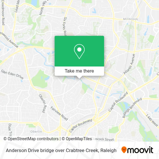 Anderson Drive bridge over Crabtree Creek map