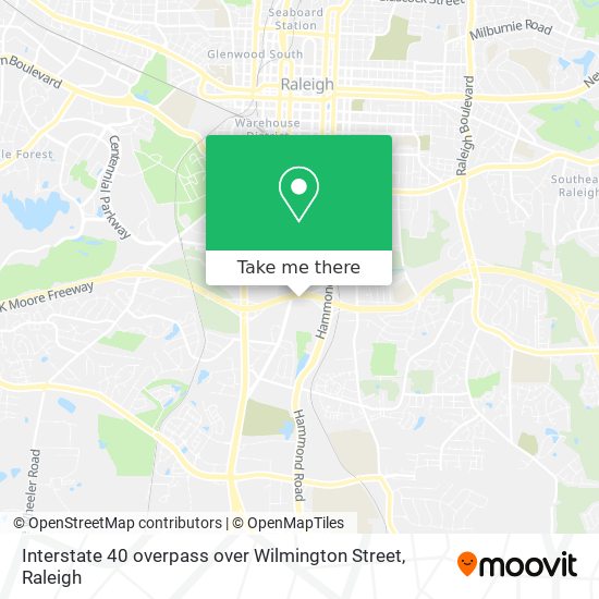 Interstate 40 overpass over Wilmington Street map