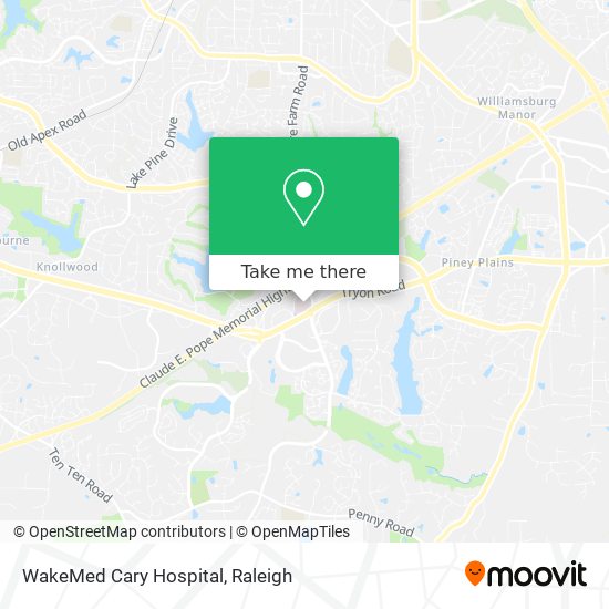 Mapa de WakeMed Cary Hospital