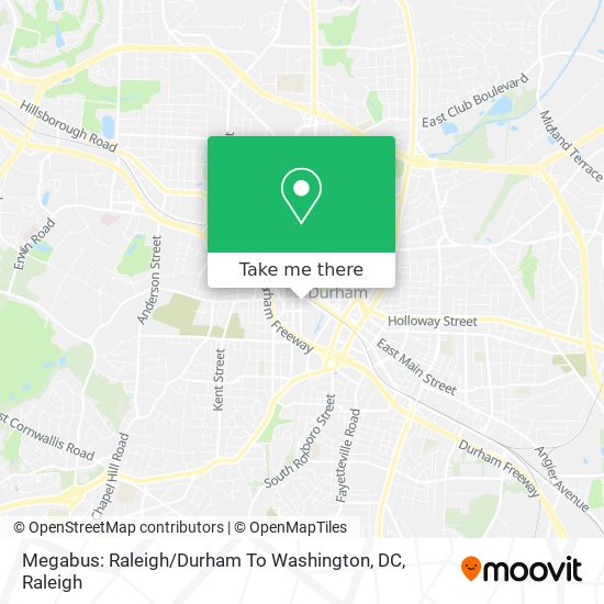 Megabus: Raleigh / Durham To Washington, DC map