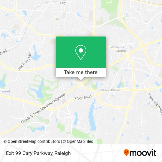 Exit 99 Cary Parkway map