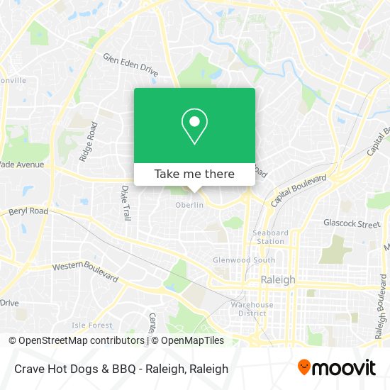 Crave Hot Dogs & BBQ - Raleigh map