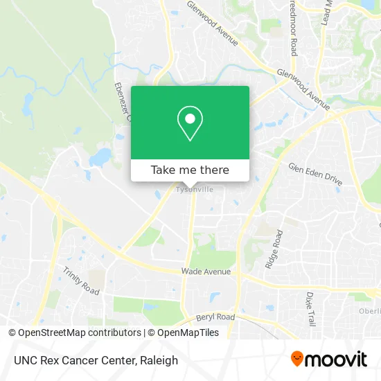 Mapa de UNC Rex Cancer Center