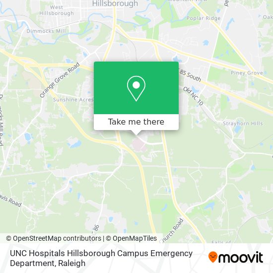 Mapa de UNC Hospitals Hillsborough Campus Emergency Department