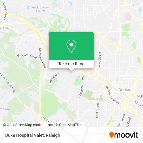 Duke Hospital Valet map