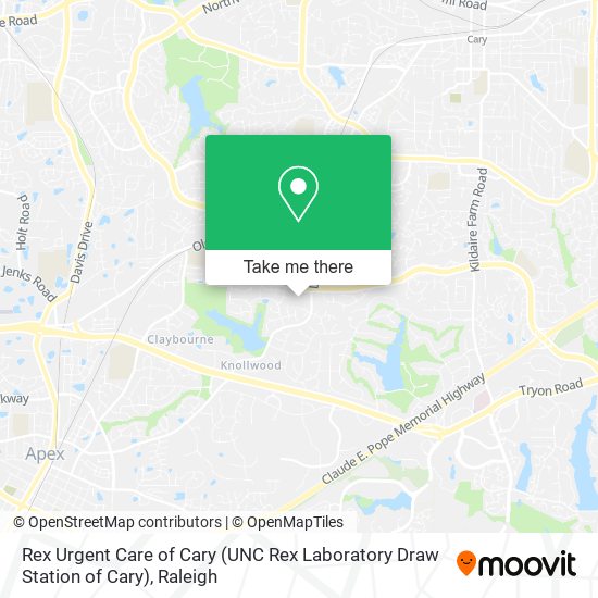 Mapa de Rex Urgent Care of Cary (UNC Rex Laboratory Draw Station of Cary)