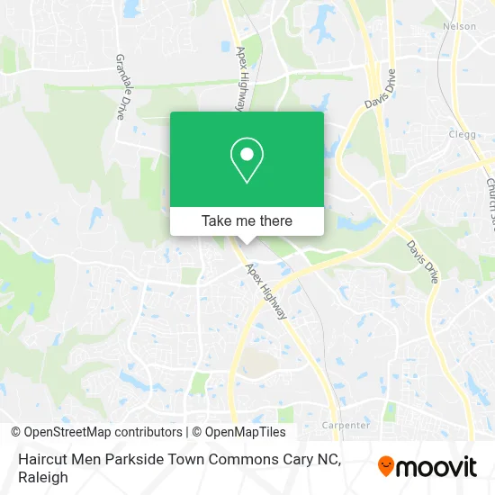 Haircut Men Parkside Town Commons Cary NC map
