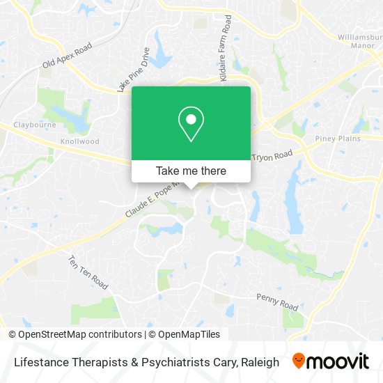 Mapa de Lifestance Therapists & Psychiatrists Cary