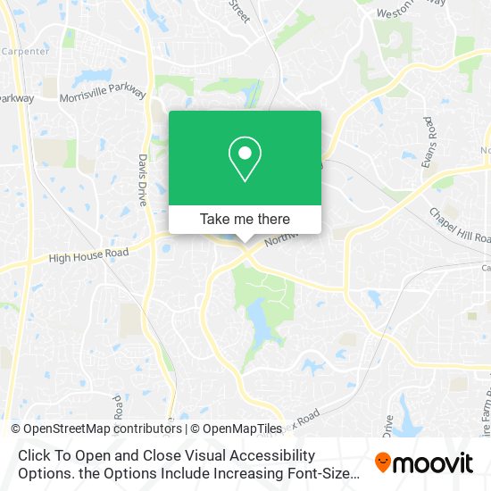 Mapa de Click To Open and Close Visual Accessibility Options. the Options Include Increasing Font-Size and