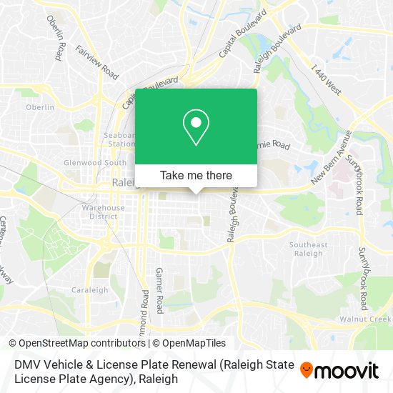 Mapa de DMV Vehicle & License Plate Renewal (Raleigh State License Plate Agency)